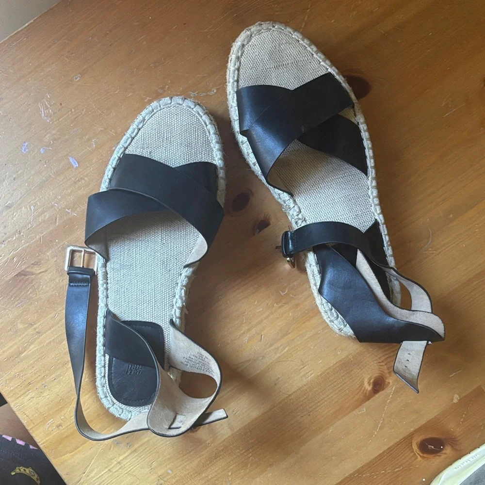 H&M Black Crisscross Espadrille Platform Sandals